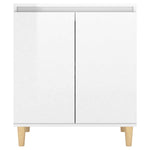 ZNTS Sideboard&Solid Wood Legs High Gloss White 60x35x70cm Engineered Wood 806073