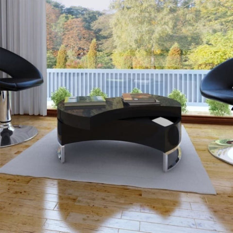 ZNTS Coffee Table Shape-Adjustable High Gloss Black 240425