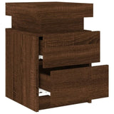 ZNTS Bedside Cabinet with LED Lights Brown Oak 35x39x55 cm 836761