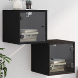 ZNTS Bedside Cabinets with Glass Doors 2 pcs Black 35x37x35 cm 836465