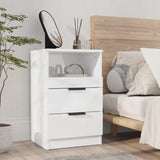 ZNTS Bedside Cabinets 2 pcs High Gloss White Engineered Wood 811245