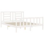 ZNTS Bed Frame without Mattress White King Size Solid Wood Pine 3192887