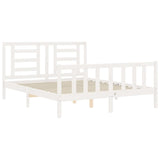 ZNTS Bed Frame without Mattress White King Size Solid Wood Pine 3192887