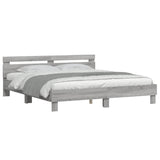 ZNTS Bed Frame with LED without Mattress Grey Sonoma 200x200 cm 3207523