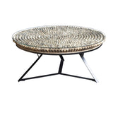 ZNTS Iona round coffee table Driftwood with glass top KK103