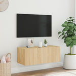 ZNTS TV Wall Cabinet with LED Lights Sonoma Oak 80x35x31 cm 837285