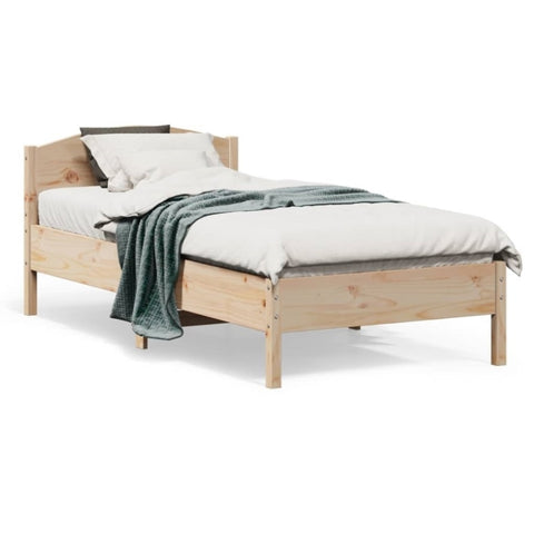 ZNTS Bed Frame without Mattress 75x190 cm Small Single Solid Wood Pine 842626