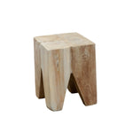 ZNTS Square Stool / Side Table Natural Grey Teak root LAW08A