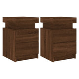 ZNTS Bedside Cabinets with LED Lights 2 pcs Brown Oak 35x39x55 cm 836762