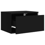 ZNTS Wall-mounted Bedside Cabinets with LED Lights 2 pcs Black 836829