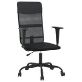 ZNTS Office Chair Height Adjustable Black Mesh Fabric and Faux Leather 353013