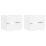 ZNTS Wall-mounted Bedside Cabinets with LED Lights 2 pcs White 836813