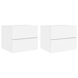 ZNTS Wall-mounted Bedside Cabinets with LED Lights 2 pcs White 836813