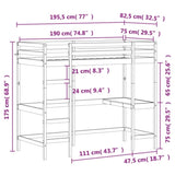 ZNTS Loft Bed without Mattress White 75x190 cm Small Single Solid Wood Pine 842863