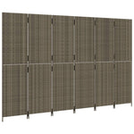 ZNTS Room Divider 6 Panels Grey Poly Rattan 365354