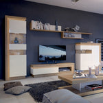 Lyon 1 drawer TV cabinet with open shelf in Riviera Oak/White High Gloss 4260265