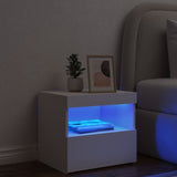 ZNTS Bedside Cabinet with LED Lights White 50x40x45 cm 836763