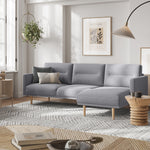 Larvik Chaiselongue Sofa - Grey, Oak Legs 6034038147