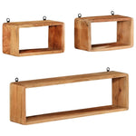 ZNTS 3 Piece Wall Cube Shelf Set Soild Acacia Wood 328262