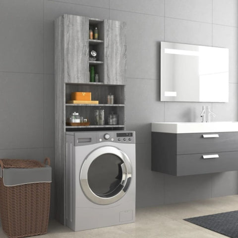 ZNTS Washing Machine Cabinet Grey Sonoma 64x25.5x190 cm 815958
