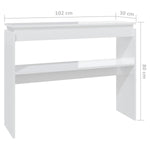 ZNTS Console Table High Gloss White 102x30x80 cm Engineered Wood 808329