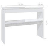 ZNTS Console Table High Gloss White 102x30x80 cm Engineered Wood 808329