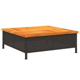 ZNTS Parasol Base Cover Black 70x70x25 cm Poly Rattan and Acacia 365952