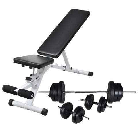 ZNTS Workout Bench with Barbell and Dumbbell Set 60.5 kg 275347