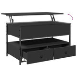 ZNTS Coffee Table Black 85x50x50 cm Engineered Wood and Metal 845386