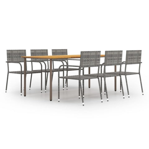 ZNTS 7 Piece Garden Dining Set Poly Rattan Anthracite 3072508
