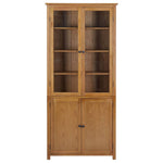 ZNTS Bookcase with 4 Doors 90x35x200 cm Solid Oak Wood and Glass 289180