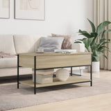 ZNTS Coffee Table Sonoma Oak 100x50x50 cm Engineered Wood and Metal 845347