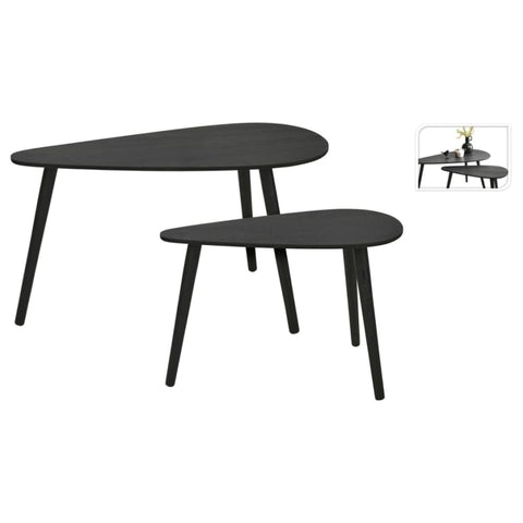 ZNTS Home&Styling 2 Piece Side Table Set Drop Shape Black 447468