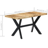 ZNTS Dining Table 140x70x75 cm Solid Rough Mango Wood 247437