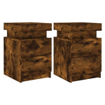 ZNTS Bedside Cabinets with LED Lights 2 pcs Smoked Oak 35x39x55 cm 836758