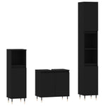 ZNTS 3 Piece Bathroom Furniture Set Black Engineered Wood 3190268