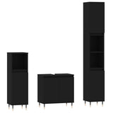 ZNTS 3 Piece Bathroom Furniture Set Black Engineered Wood 3190268