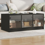 ZNTS Coffee Table with Glass Doors Black 102x50x42 cm 836414