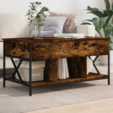 ZNTS Coffee Table Smoked Oak 100x55x50 cm Engineered Wood and Metal 845338