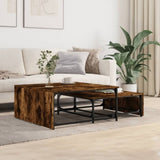 ZNTS Nesting Coffee Tables 2 pcs Smoked Oak Engineered Wood and Metal 845333