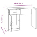 ZNTS Desk with Drawer&Cabinet Black 100x40x73 cm Engineered Wood 342653