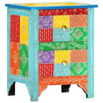 ZNTS Hand Painted bedside Cabinet 40x30x50 cm Solid Mango Wood 286157