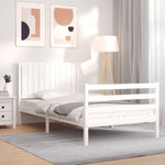 ZNTS Bed Frame without Mattress White 100x200 cm Solid Wood 3194757