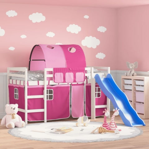 ZNTS Kids' Loft Bed with Tunnel without Mattress Pink 90x190 cm Single 3207059