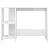 ZNTS Notebook Desk High Gloss White 102.5x35x75 cm Engineered Wood 808347