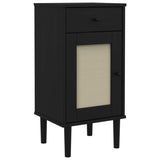 ZNTS Bedside Cabinet SENJA Rattan Look Black 40x35x80 cm Solid Wood Pine 358018