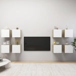 ZNTS Wall Mounted TV Cabinets 8pcs White and Sonoma Oak 30.5x30x30cm 3079264