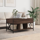 ZNTS Coffee Table Brown Oak 100x55x50 cm Engineered Wood and Metal 845340