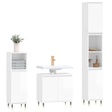 ZNTS 3 Piece Bathroom Cabinet Set High Gloss White Engineered Wood 3187783