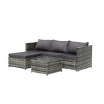 ZNTS Three-Seater Sofa Pedal Coffee Table Dark Gray Cushion Gray Gradient Rattan Iron 48545186